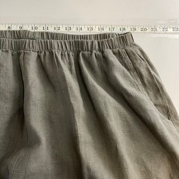 FLAX Army Green Women's Baggy Wide Leg Ankle Pants 100% Linen Size 3X Lagenlook - Picture 10 of 14